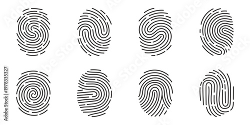 fingerprint vector icon Signature concept for password encryption . Set fingerprint scanning icon sign stock Fingerprint scanning icon