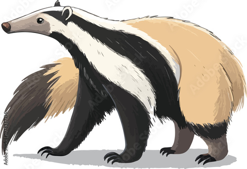 Giant Anteater  Vector art of the ant-eating mammal of the South American grasslands and tropical forests