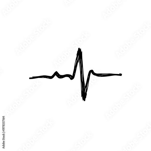 Medical chart ECG icon logo design. EKG heartbeat sign and symbol. Medical chart icon. Hand drawn doodle style for healthcare and medicine.