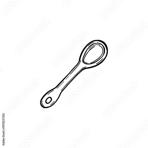 Measuring spoons icon set. Hand drawn doodle kitchen measuring spoon symbol. Cooking and baking tool vector illustration. Isolated on white background.