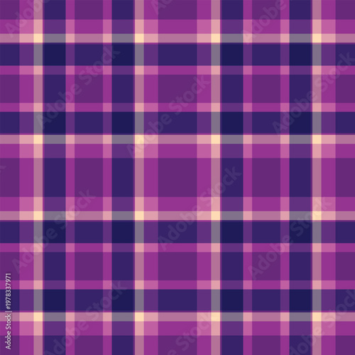 Window check plaid seamless, dreamy texture vector fabric. Knit background textile pattern tartan in violet and magenta colors.