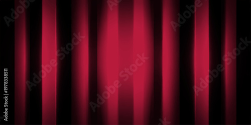 Abstract a captivating, elegant dark red curtain draped, creating a sense of mystery and anticipation against a dark background, in a classical aesthetic.