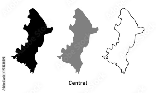 Map of Central Department, a region in Paraguay. Map in black, gray, and outline