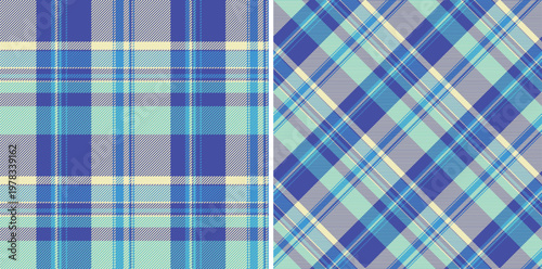 Pattern seamless textile of fabric plaid background with a vector texture check tartan. Set in gradient colors for pillow arrangement on bed.