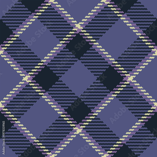 70s fabric seamless pattern, infant check vector textile. Manufacture texture background tartan plaid in blue and dark colors.