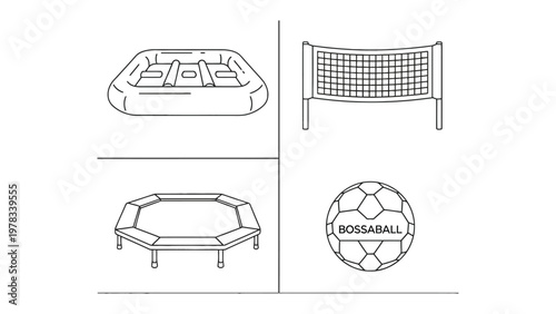 Summer Sport Collection: A collection of summer sports equipment displayed against a clean backdrop, perfect for highlighting activities and recreation.