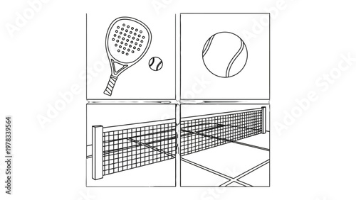 Tennis essentials: Tennis racket, ball, and net, are essential equipment for any tennis match, embodying the sport's spirit. 