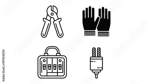 Tool Icons Set : A carefully curated collection of essential tool icons, illustrating a variety of instruments integral to construction, craftsmanship, and repair.
