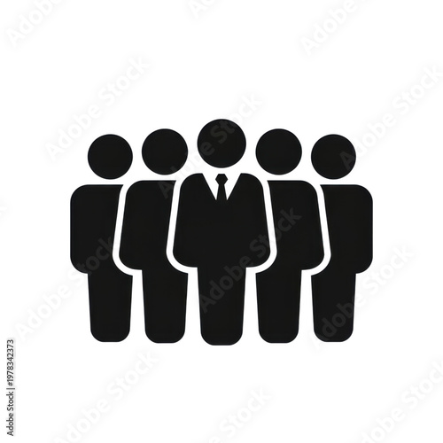 Silhouette of five people one in a suit creating a team representation on transparent background high quality professional detailed modern elegant