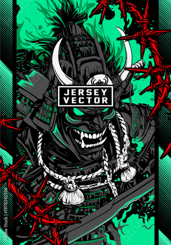 JAPANESE DARK SAMURAI MASK WI...