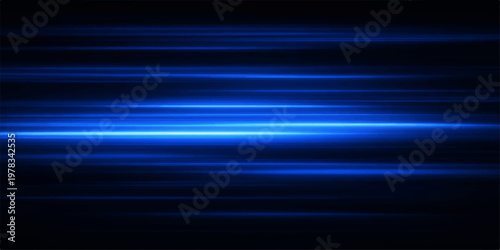 Abstract a striking composition of bright blue light streaks, artfully arranged on a dark backdrop, creating an abstract display of energy and movement.