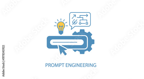 Conceptual image of prompt engineering with a lightbulb idea and gear