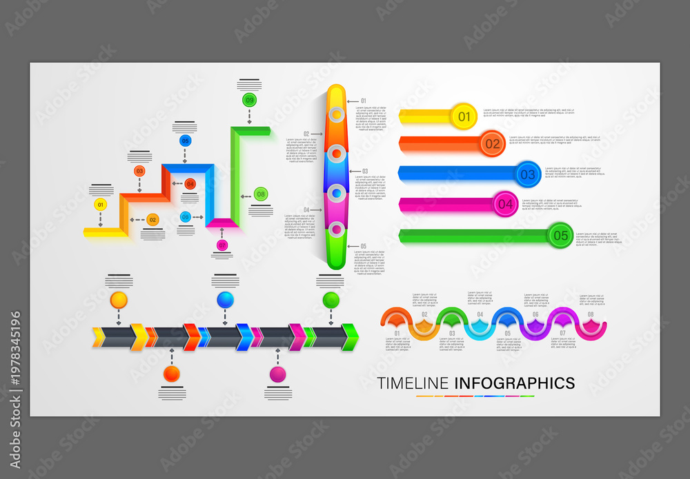 Timeline Bar Examples Indesign Šablona „Editable Business Timeline Infographic Bundle Template with ...