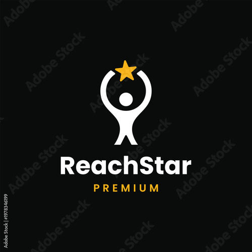 Reach Star Dream Logo with Abstract Human Aspiration Symbol Premium Design