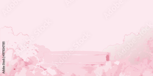Soft pink abstract background with a product display platform