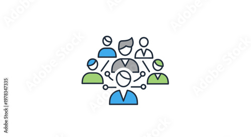 Connected people icon illustrating teamwork and communication on white