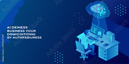 Artificial intelligence powering business solutions with a modern workstation setup