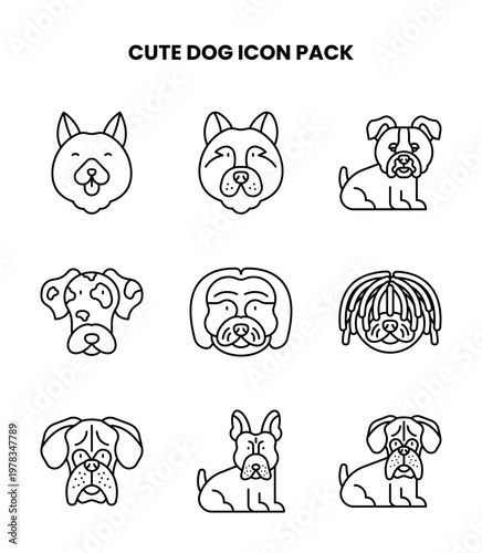 Cute Dog Line Design Icons Pack