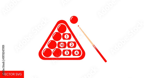 Billiard Balls Rack Triangle and Cue Stick