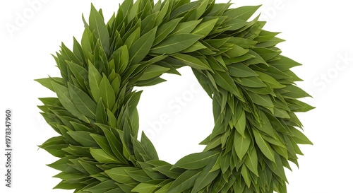Vibrant Evergreen Laurel Wreath Circle in Natural Green Sheen green foliage