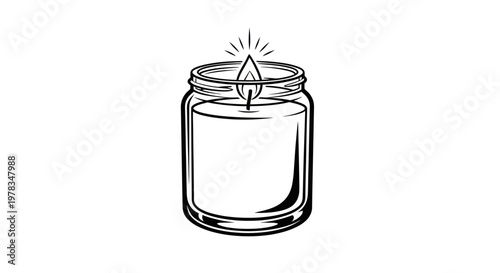 Burning Candle in Glass Jar