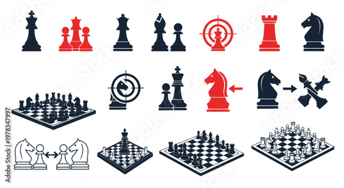 Chess Pieces and Boards: Strategy, Tactics, and Game Play Icons