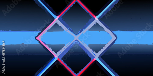 Abstract geometric pattern featuring intersecting diamond shapes in vibrant colors