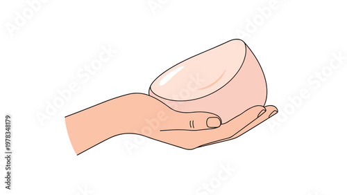 Human hand holding a soft silicone breast implant used for plastic surgery and cosmetic enhancement illustration.