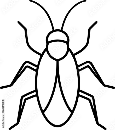 cockroach outline  icon vector  on white background 