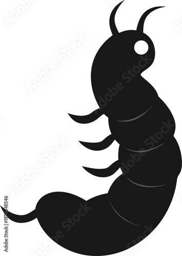 maggot silhouette  icon vector  on white background 