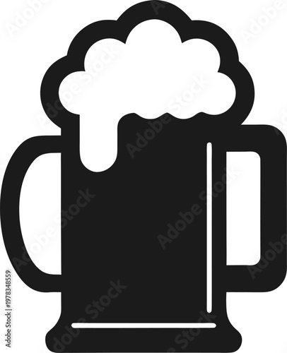 minimalist flat vector icon of beer  mus  silhouette  on white background 