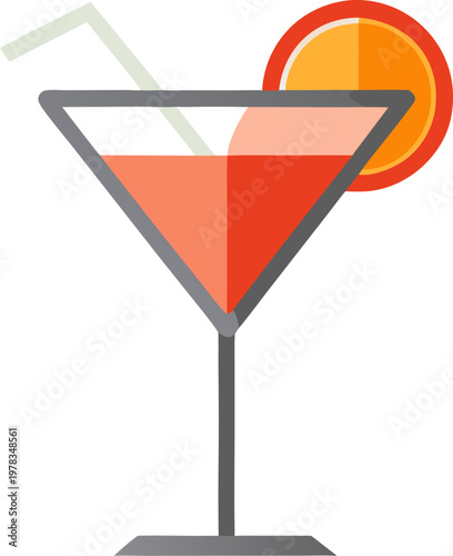 minimalist flat vector of cocktail  colorful  on white background on white background 