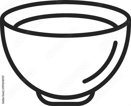 minimalist flat vector icon of soup bowel outline on white background  