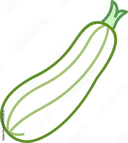 minimalist flat vector icon of zucchini outline   on white background 