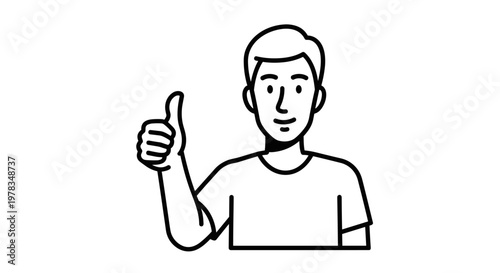 Minimalist Illustration of Male Character Pointing Left with Hand Gesture