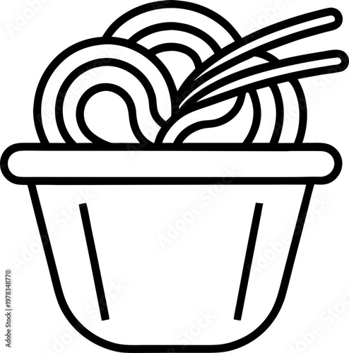 noodles outline   icon vector on white background 