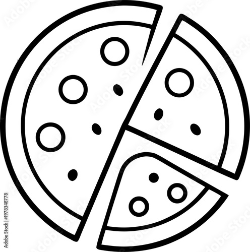 pizza outline   icon vector on white background 