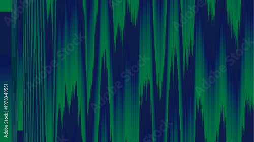 Abstract digital pattern with vertical jagged streaks in green and blue dynamic textured background vector illustration design