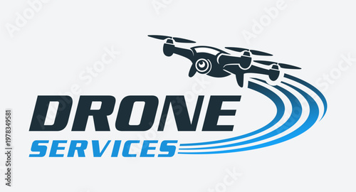 Drone logo vector illustration template. Simple design letter in circle