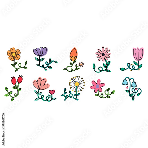 Cartoon Flower Doodle Illustration 