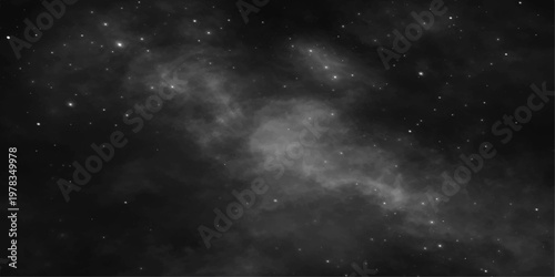 A deep blue nebula swirls through a dark starry universe, creating an abstract galaxy background filled with bright clouds and glowing starlight for a fantasy outer space illustration