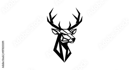 Geometric Deer Head Silhouette Logo Design
