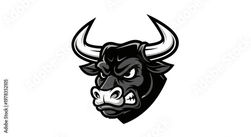 Angry Bull Head Mascot Logo, Aggressive Animal Illustration