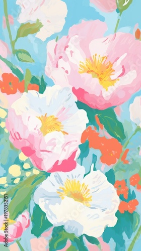 Cute floral wallpaper painting art backgrounds.