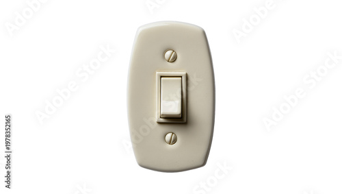 Obraz na płótnie Cream colored light switch with two screws, isolated on transparent background