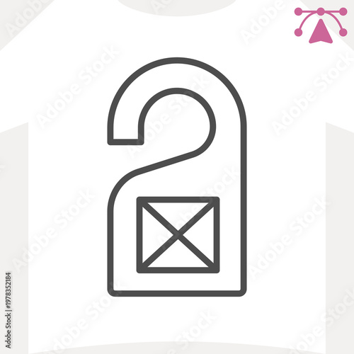 Door hanger with space for banner line icon, polygraphy concept. Vector graphics. Advertising for door handle sign and editable stroke, outline style icon for mobile or web design.