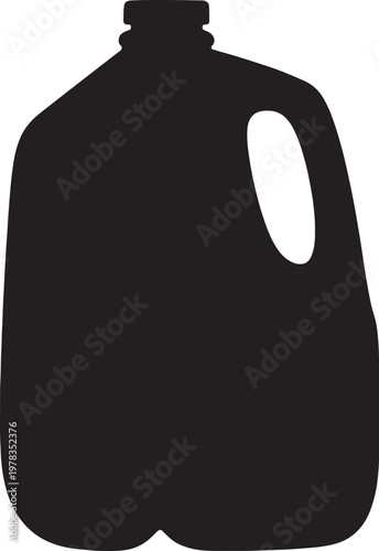 Plastic gallon bottle silhouette vector, water container jug icon, liquid storage can illustration