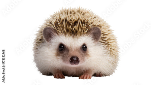 Foto Small African pygmy hedgehog with spiky fur, isolated on transparent background