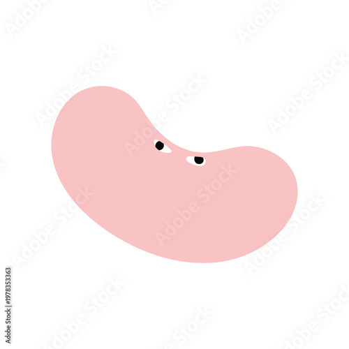 Pink bean character with suspicious eyes