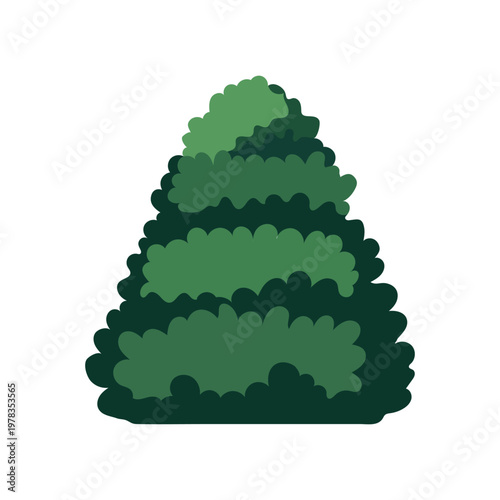Set of green bushes and plants for landscape design, decorative garden shrubbery, flat vector illustration